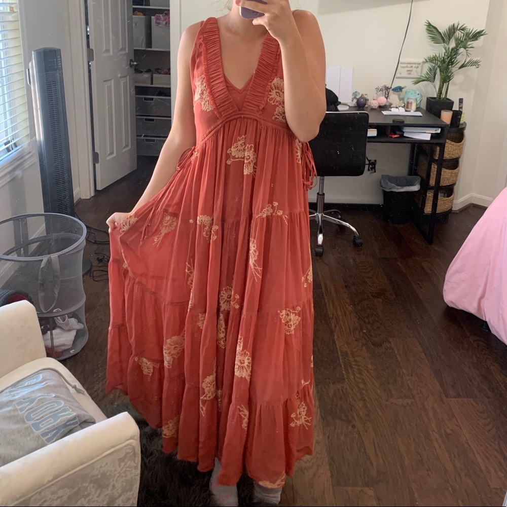 Free people run away with me embroidered midi dress